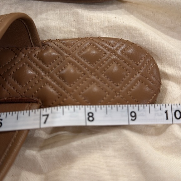 TORY BURCH NEW Tan Leather Quilted FLEMING Flat Sandal Slides - Picture 11 of 11